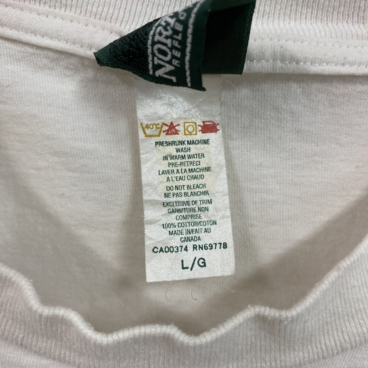 90s～　NORTHERN REFLECTIONS　半袖Tシャツ　アートT　シングルステッチ　白　ホワイト　Lサイズ　　ヴィンテージ　古着