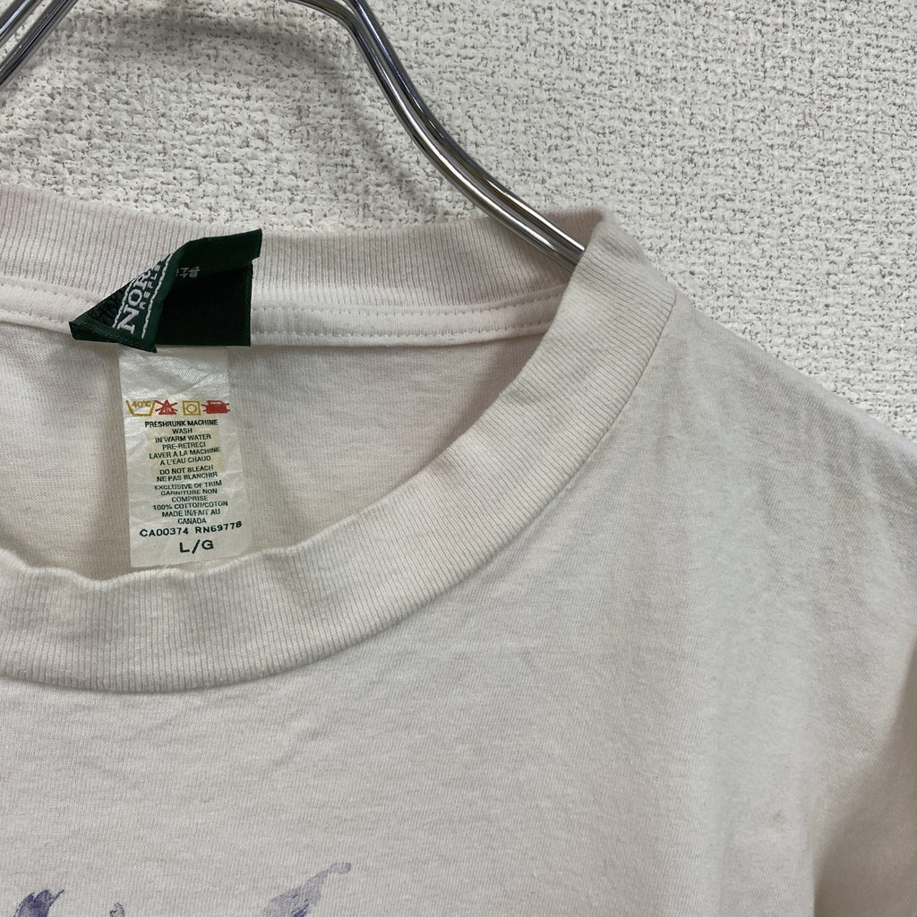 90s～　NORTHERN REFLECTIONS　半袖Tシャツ　アートT　シングルステッチ　白　ホワイト　Lサイズ　　ヴィンテージ　古着