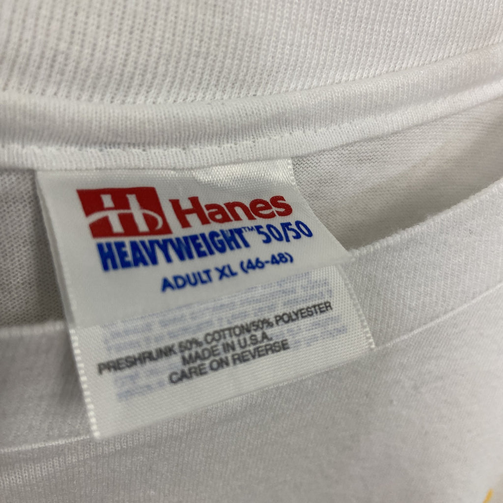 Hanes　ヘインズ　半袖プリントTシャツ　シングルステッチ　ヴィンテージ　白　ホワイト　XLサイズ カットソー メンズ コットン 古着