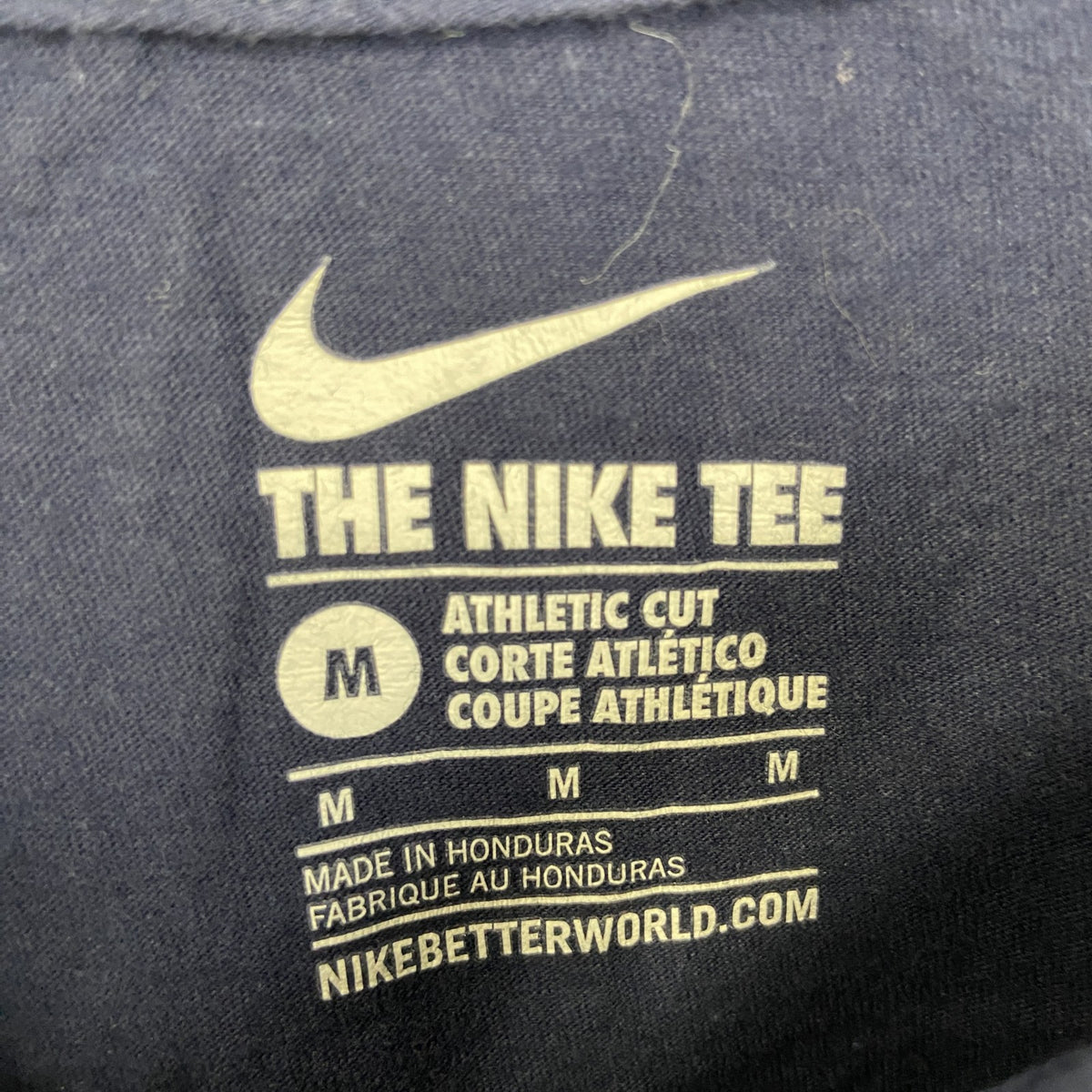 NIKE　ナイキ　半袖プリントTシャツ　バスケットボール　スウッシュマーク　ネイビー　紺　クルーネック　Mサイズ　古着