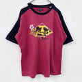 HISTREET　半袖プリントTシャツ　ラグランT　赤　レッド　Lサイズ　古着