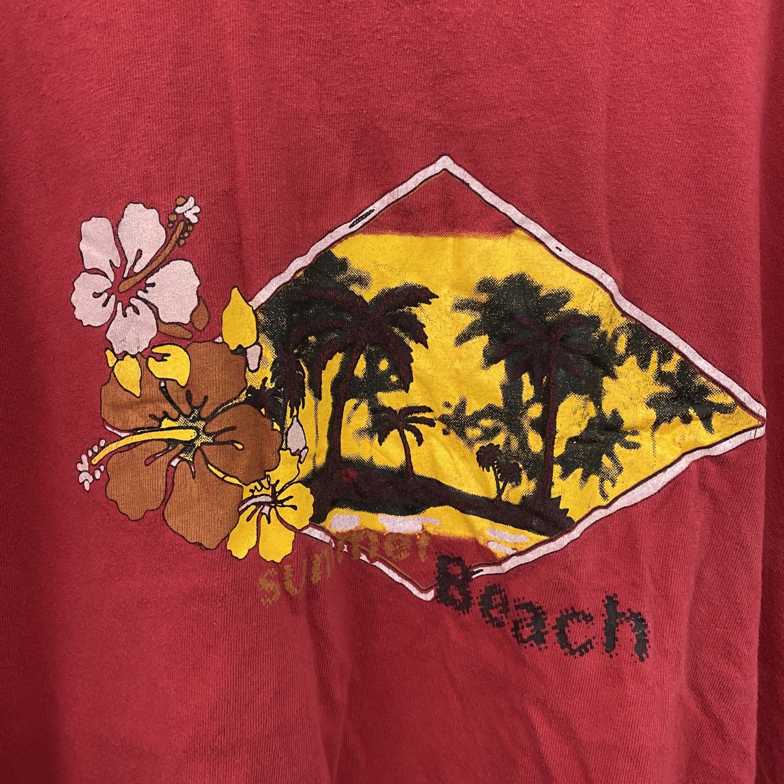 HISTREET　半袖プリントTシャツ　ラグランT　赤　レッド　Lサイズ　古着