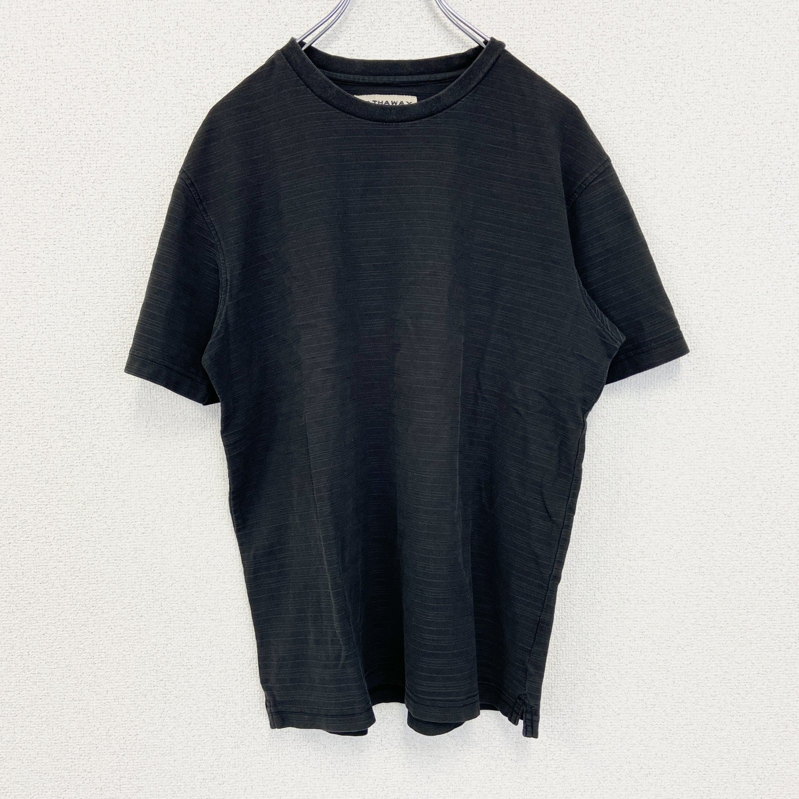 HATHAWAY ハサウェイ 　半袖シンプルTシャツ　ノームコア　無地　黒　ブラック　スポーツウェア　クルーネック　Sサイズ　古着