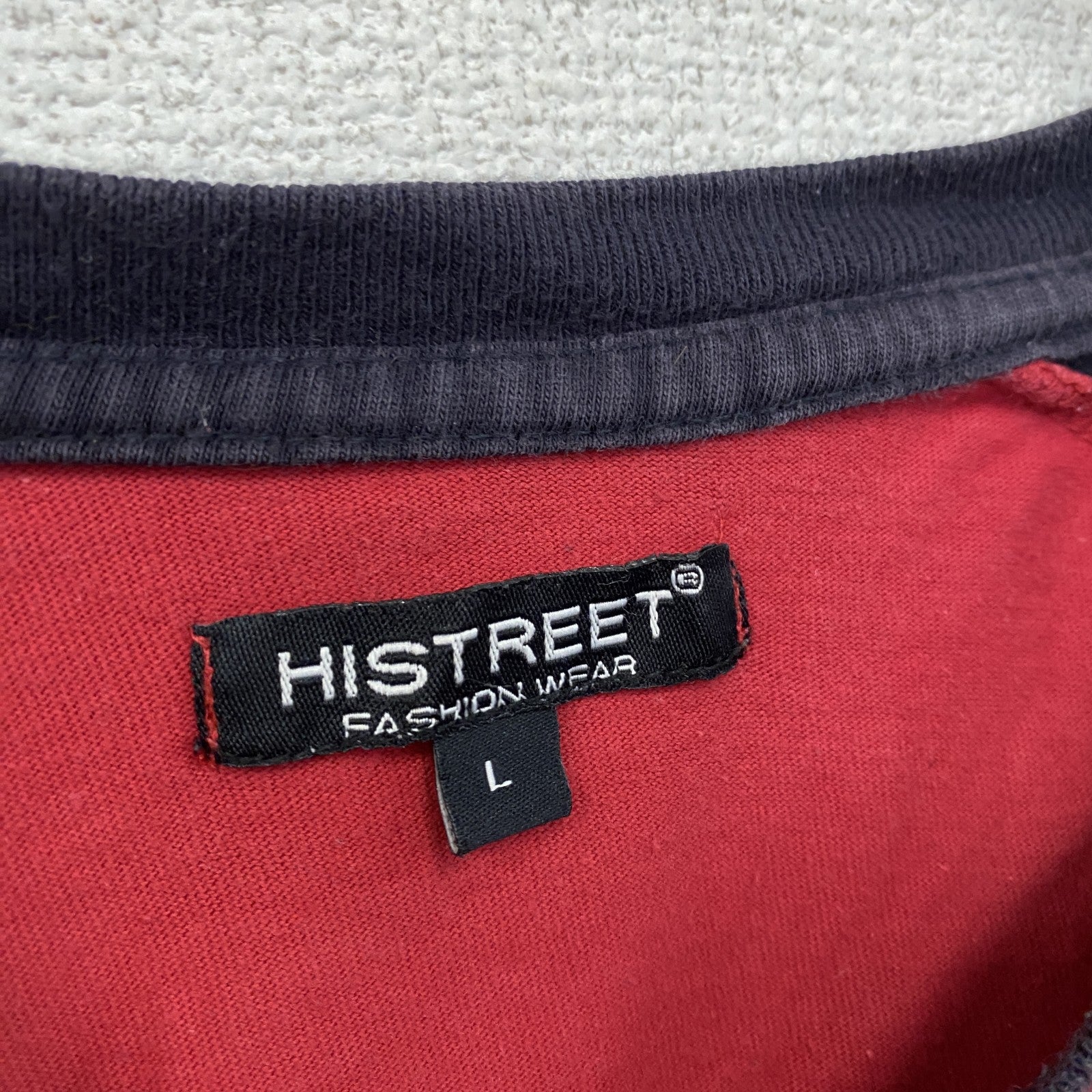 HISTREET　半袖プリントTシャツ　ラグランT　赤　レッド　Lサイズ　古着
