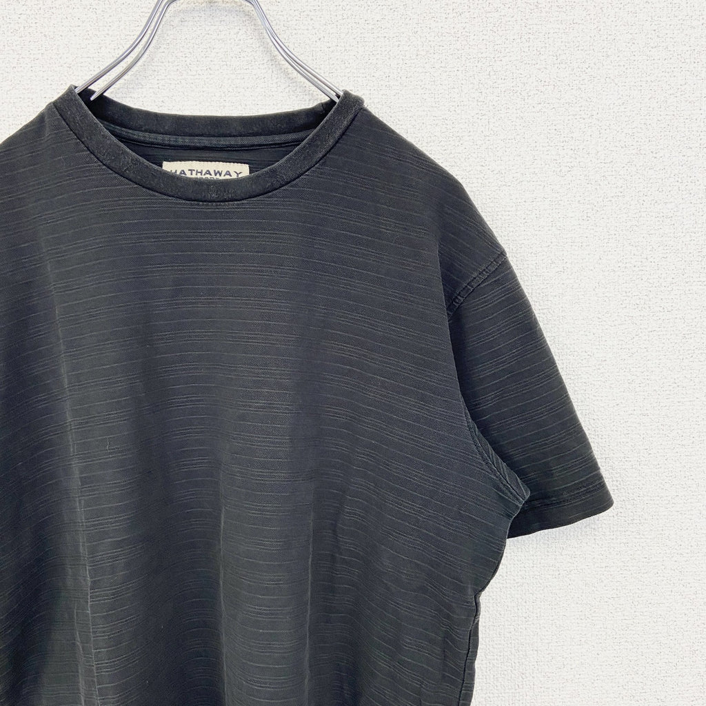 HATHAWAY ハサウェイ 　半袖シンプルTシャツ　ノームコア　無地　黒　ブラック　スポーツウェア　クルーネック　Sサイズ　古着