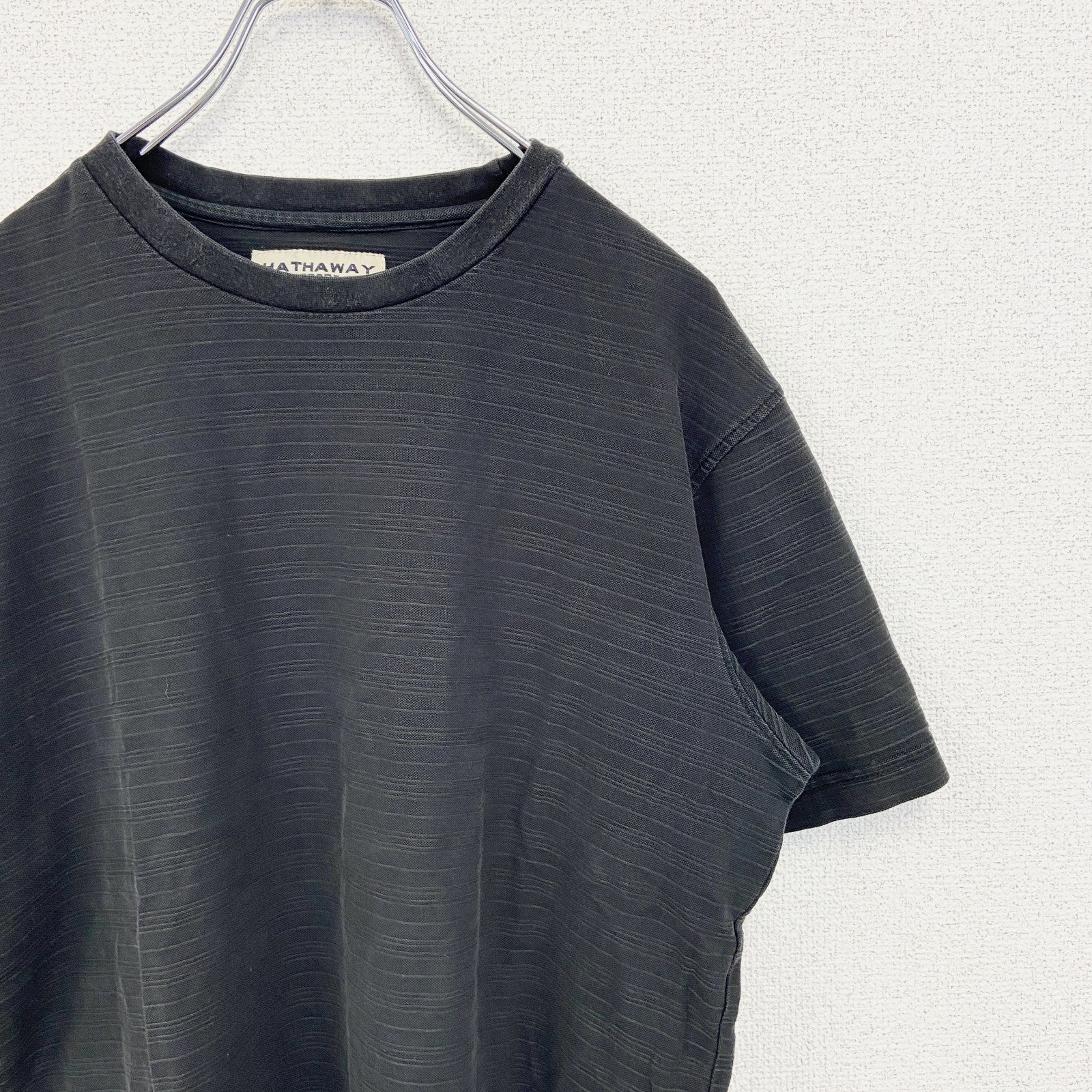HATHAWAY ハサウェイ 　半袖シンプルTシャツ　ノームコア　無地　黒　ブラック　スポーツウェア　クルーネック　Sサイズ　古着