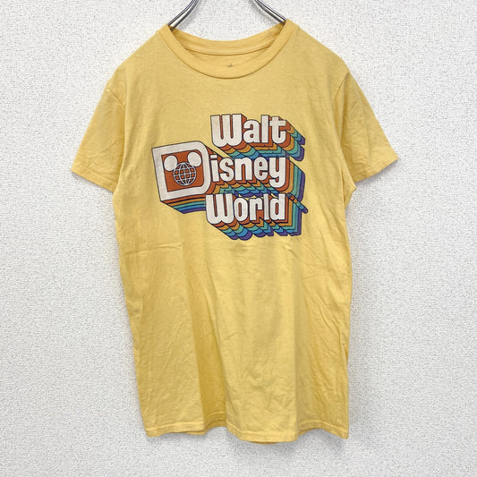 古着 used　Disney　ディズニー　半袖プリントTシャツ　ディズニーワールド　レトロ　黄色　イエロー　クルーネック　Sサイズ