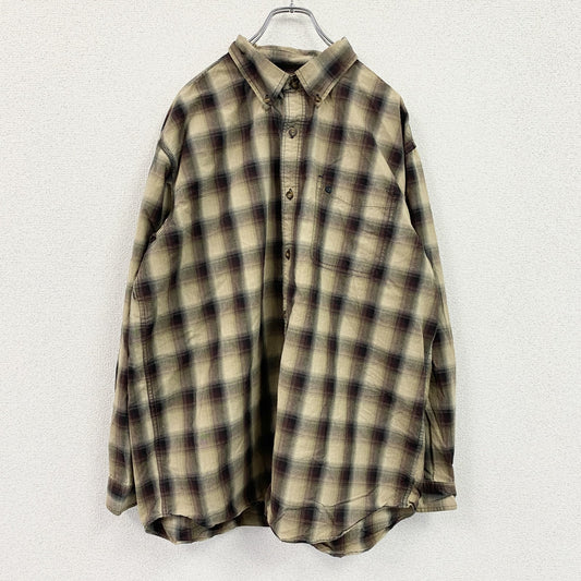 Carhartt　カーハート　長袖ボタンダウンシャツ　オンブレチェック　ベージュ　XLサイズ