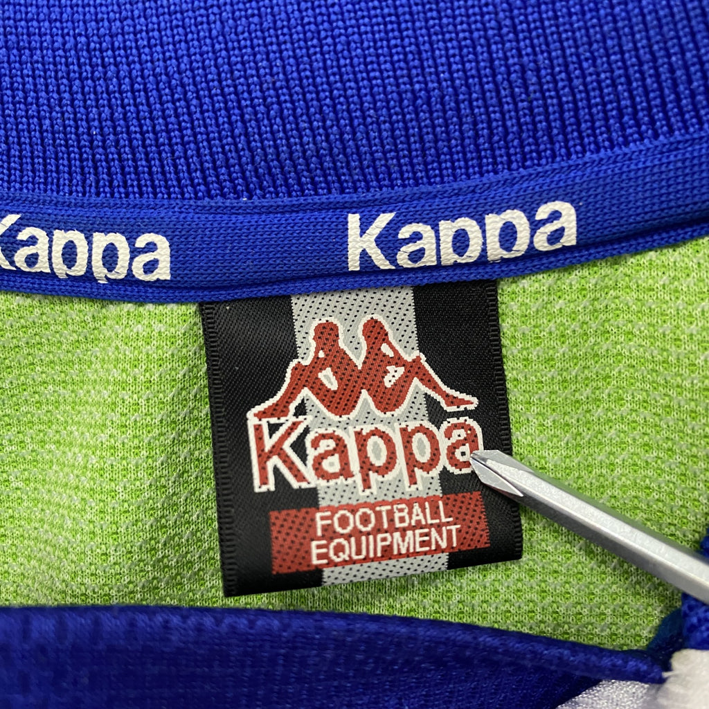 Kappa　カッパ　湘南ベルマーレ　Jリーグ　半袖Tシャツ　ユニフォーム　ゲームシャツ　黄緑　ライトグリーン　青　ブルー　SSサイズ　古着