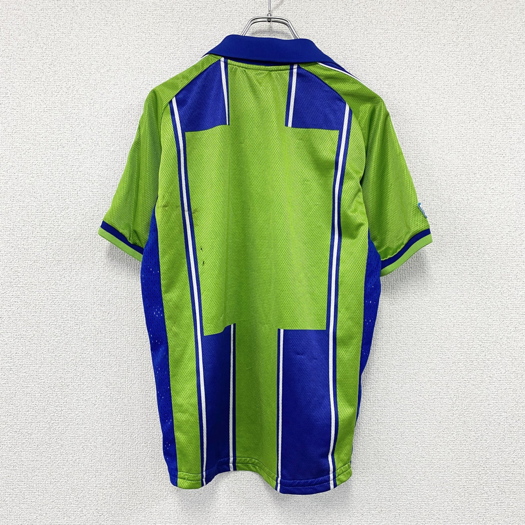 Kappa　カッパ　湘南ベルマーレ　Jリーグ　半袖Tシャツ　ユニフォーム　ゲームシャツ　黄緑　ライトグリーン　青　ブルー　SSサイズ　古着