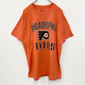champion　チャンピオン　半袖プリントTシャツ　フィラデルフィア フライヤーズ　ホッケー　オレンジ　Lサイズ　古着
