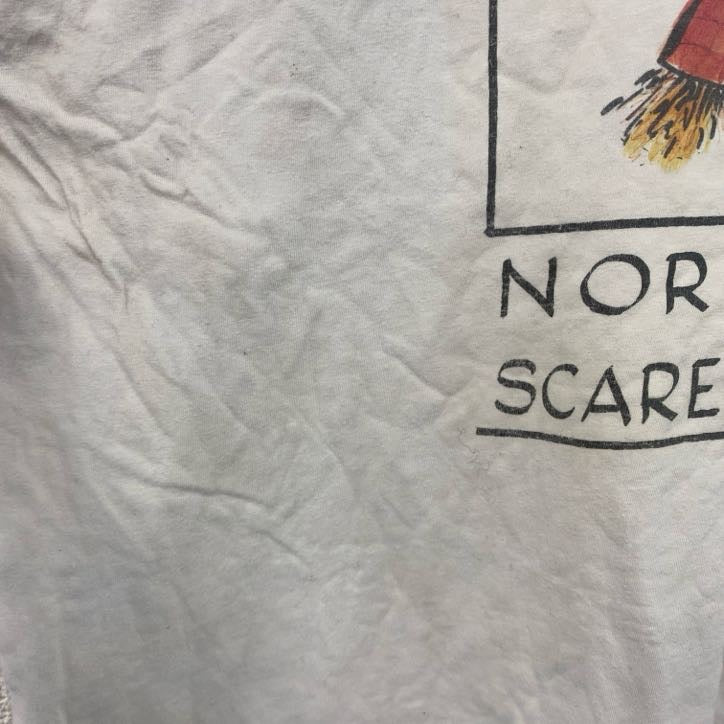 90s～　AIRAK　アイラック　半袖プリントTシャツ　かかし　ヴィンテージ　白　ホワイト　Lサイズ　古着
