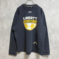 アンダーアーマー　LIBERTY SOCCER　長袖プリントスウェット　トレーナー　黒　ブラック　ロゴ刺繍　Lサイズ　古着