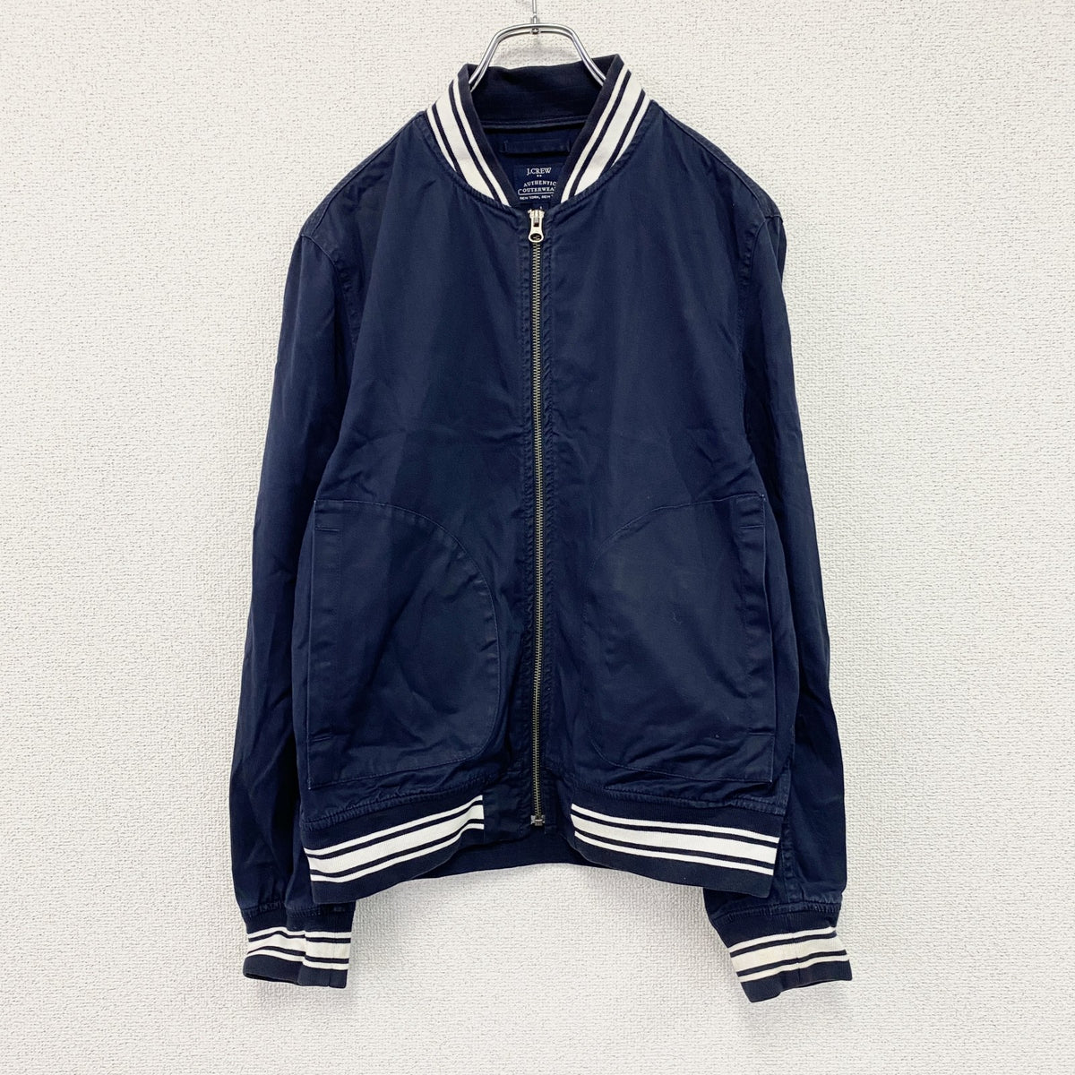 J.CREW　ジェイクルー　コットンブルゾン/ボンバージャケット　紺　ネイビー　Sサイズ メンズ 古着