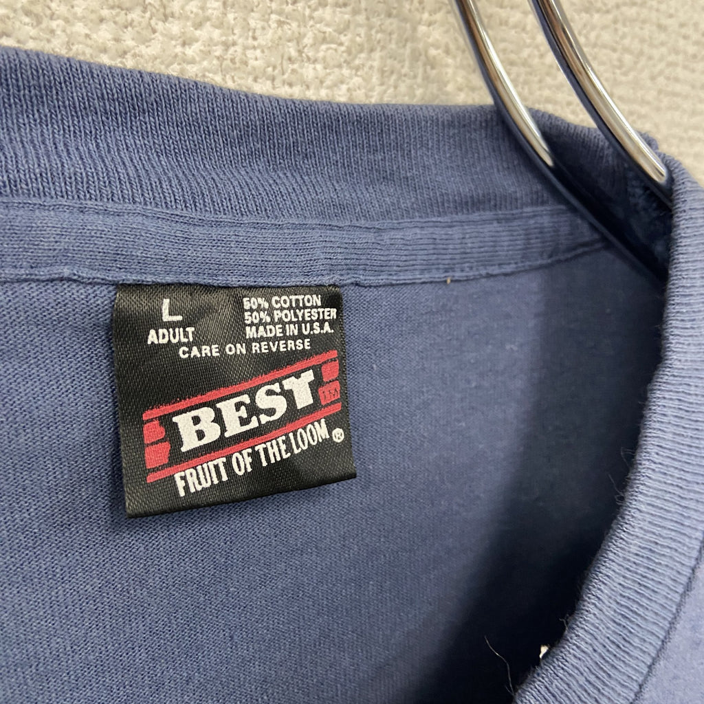 FRUIT OF THE LOOM　フルーツオブザルーム　半袖プリントTシャツ　シングルステッチ　ヴィンテージ　紺　ネイビー　Lサイズ　古着