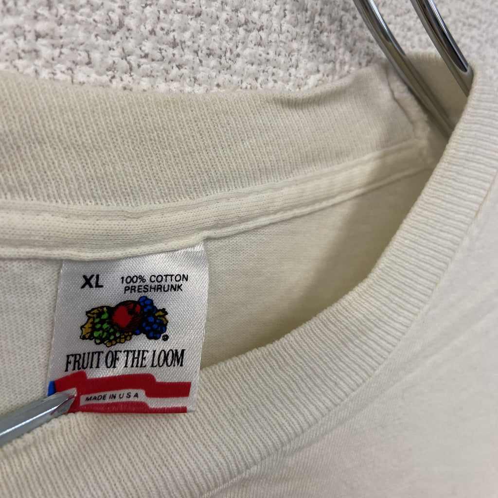 FRUIT OF THE LOOM　フルーツオブザルーム　半袖プリントTシャツ　シングルステッチ　ヴィンテージ　白　ホワイト　XLサイズ　古着