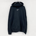 NIKE　ナイキ　スウェットパーカー/フーディー　スウッシュ　デカロゴ　黒　ブラック　Mサイズ　古着