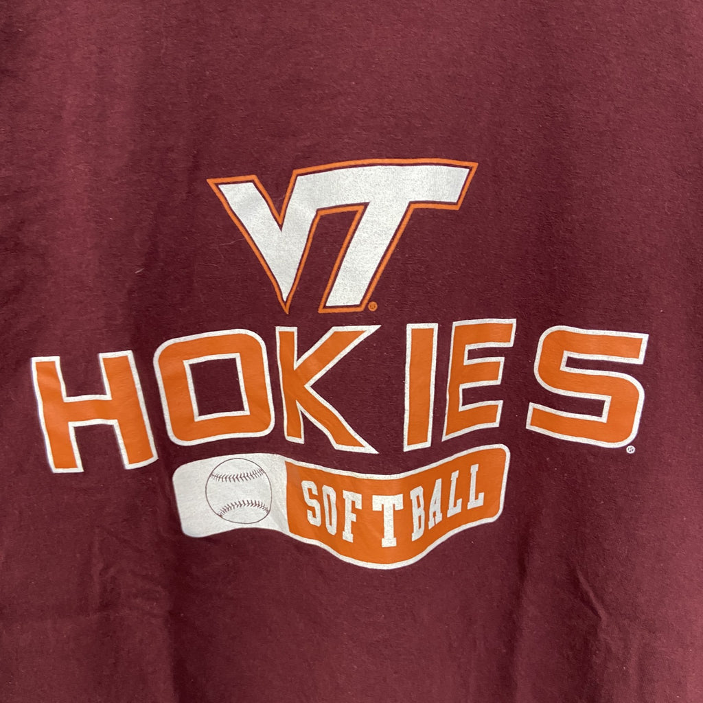 champion　チャンピオン　半袖プリントTシャツ　HOKIES　ソフトボール　クルーネック　赤　レッド　Lサイズ　古着