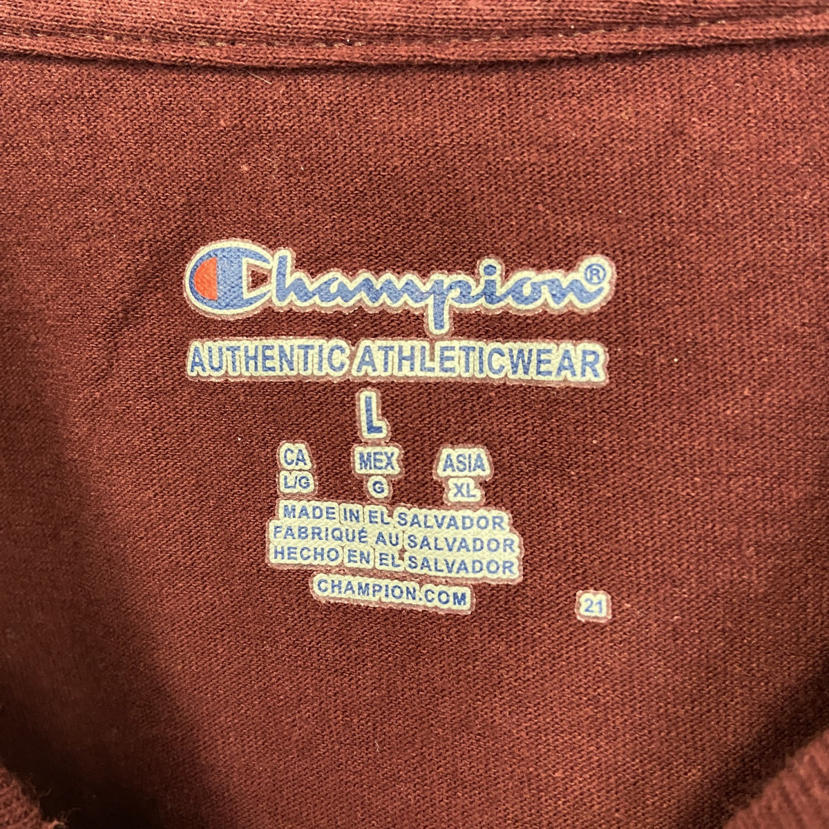 champion　チャンピオン　半袖プリントTシャツ　HOKIES　ソフトボール　クルーネック　赤　レッド　Lサイズ　古着
