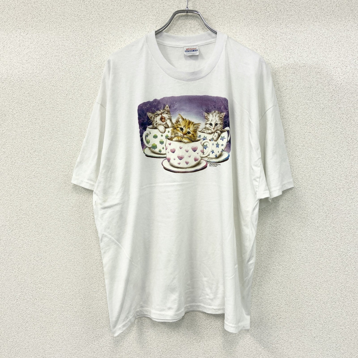 Hanes　ヘインズ　半袖プリントTシャツ　シングルステッチ　ヴィンテージ　白　ホワイト　2XLサイズ カットソー メンズ コットン 古着