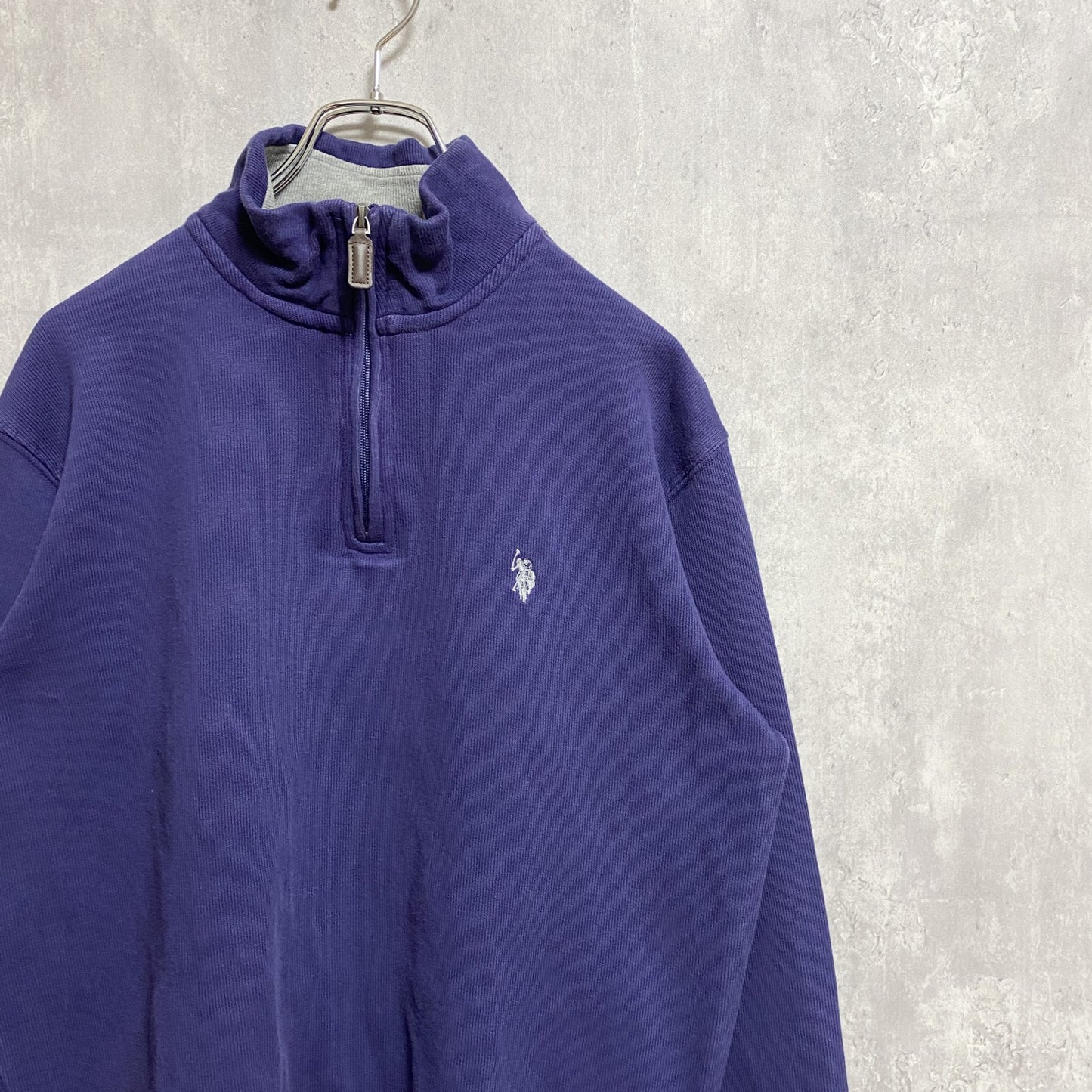 古着 used　U.S.POLO ASSN. ユーエスポロアッスン　長袖ハーフジップスウェット　トレーナー　ネイビー　Lサイズ