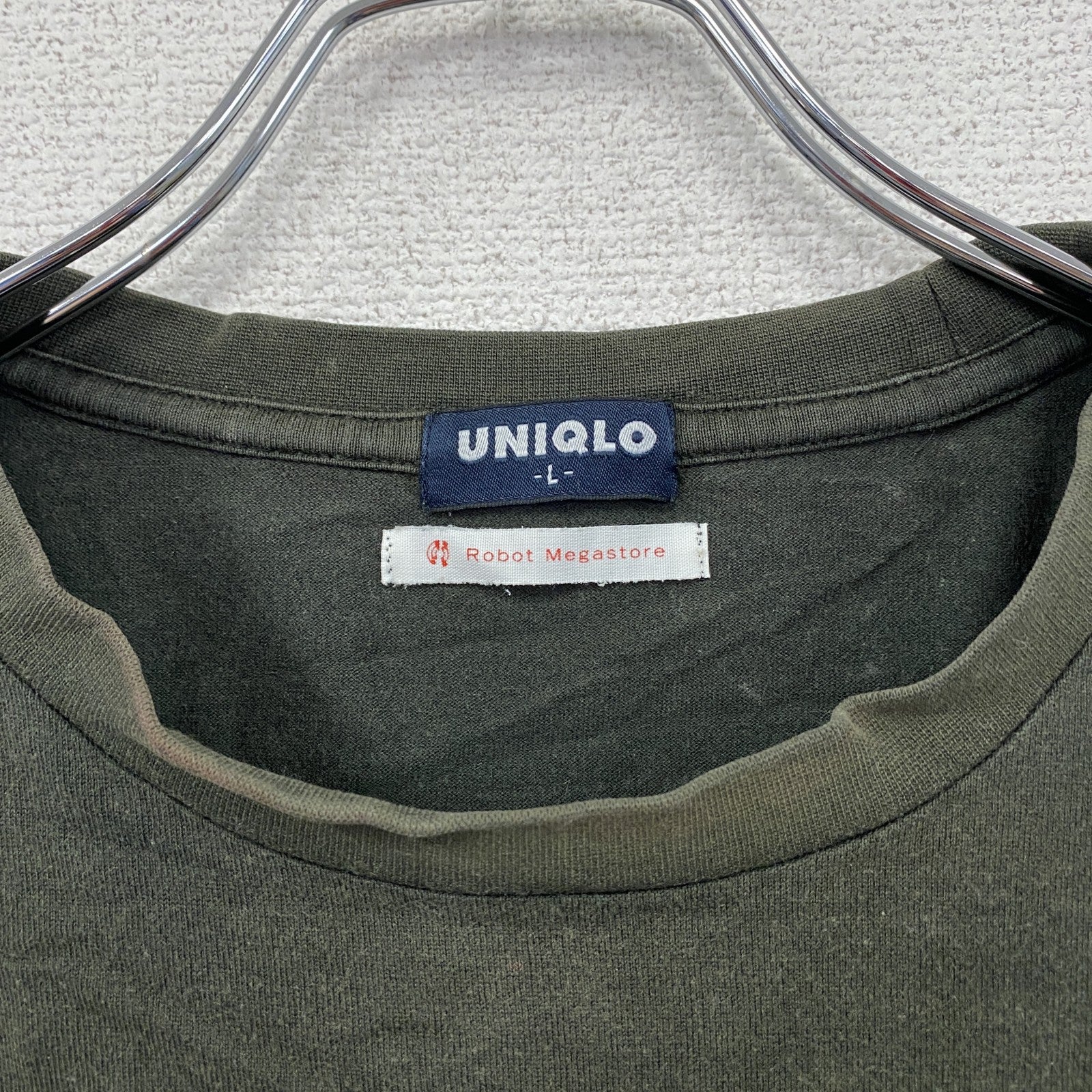 00s　OLD UNIQLO　オールドユニクロ　Robot Megastore　半袖Tシャツ　ダークグリーン　Lサイズ　古着
