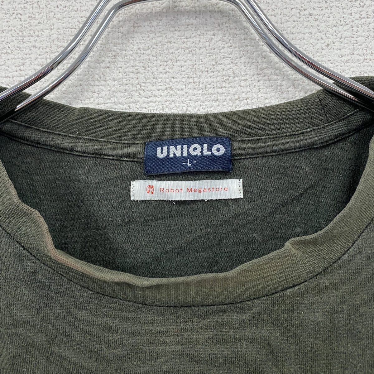 00s　OLD UNIQLO　オールドユニクロ　Robot Megastore　半袖Tシャツ　ダークグリーン　Lサイズ　古着