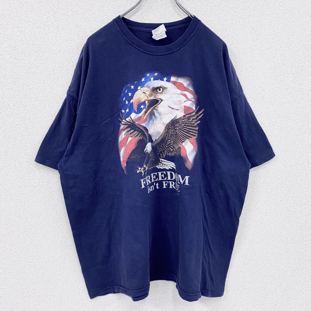 ～00s　Hanes　ヘインズ　半袖プリントTシャツ　ヴィンテージ　紺　ネイビー　2XLサイズ　古着