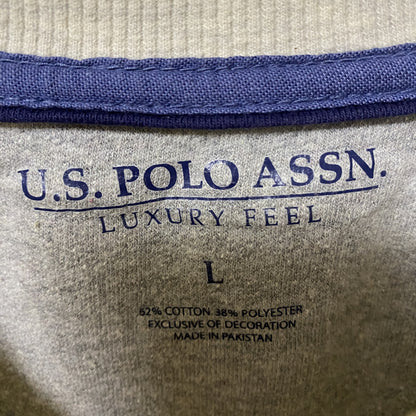 古着 used　US POLO ASSN　ユーエスポロアッスン　長袖ワンポイントロゴ刺繍パーカー　シンプル　レトロ　霜降りカラー