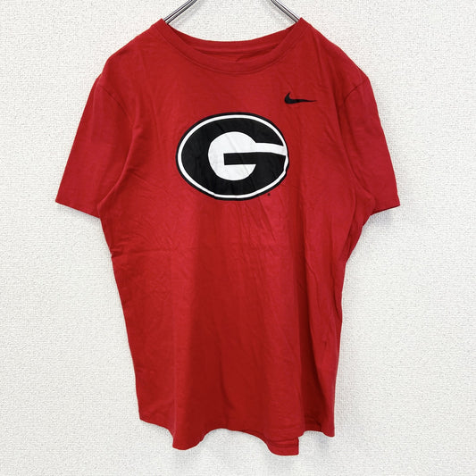 古着　used　NIKE　ナイキ　半袖ビッグGプリントTシャツ　スウッシュロゴ　クルーネック　シティーボーイ　赤　レッド　Mサイズ