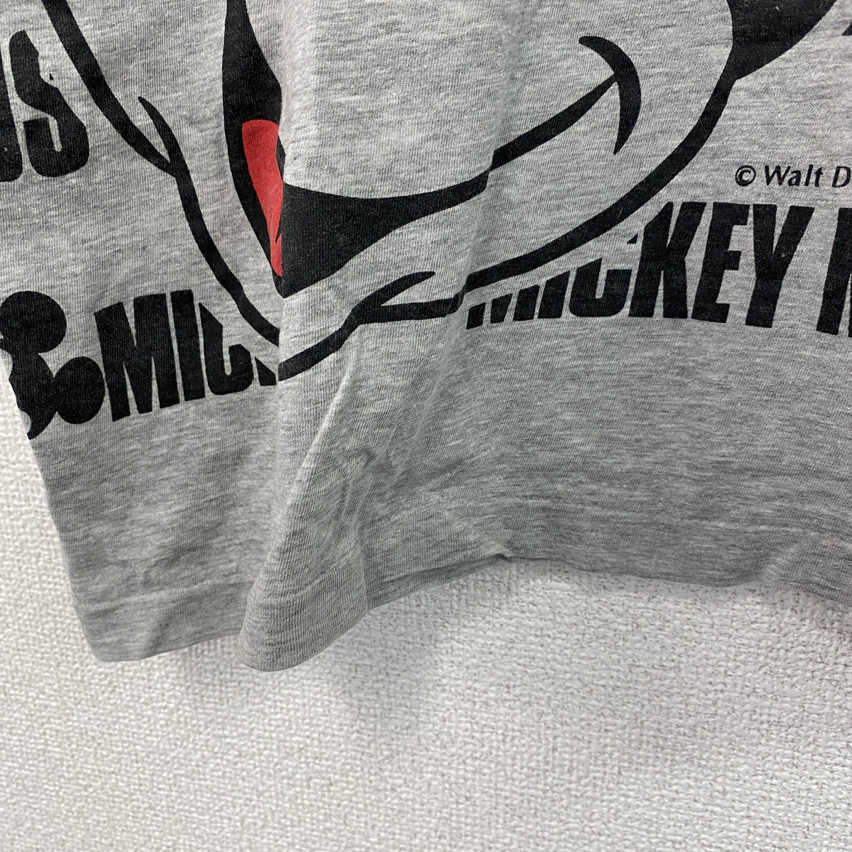 80s～90s　Disney　ディズニー　Mickey Family　ミッキーマウス　半袖プリントTシャツ　シングルステッチ　ヴィンテージ　グレー　古着