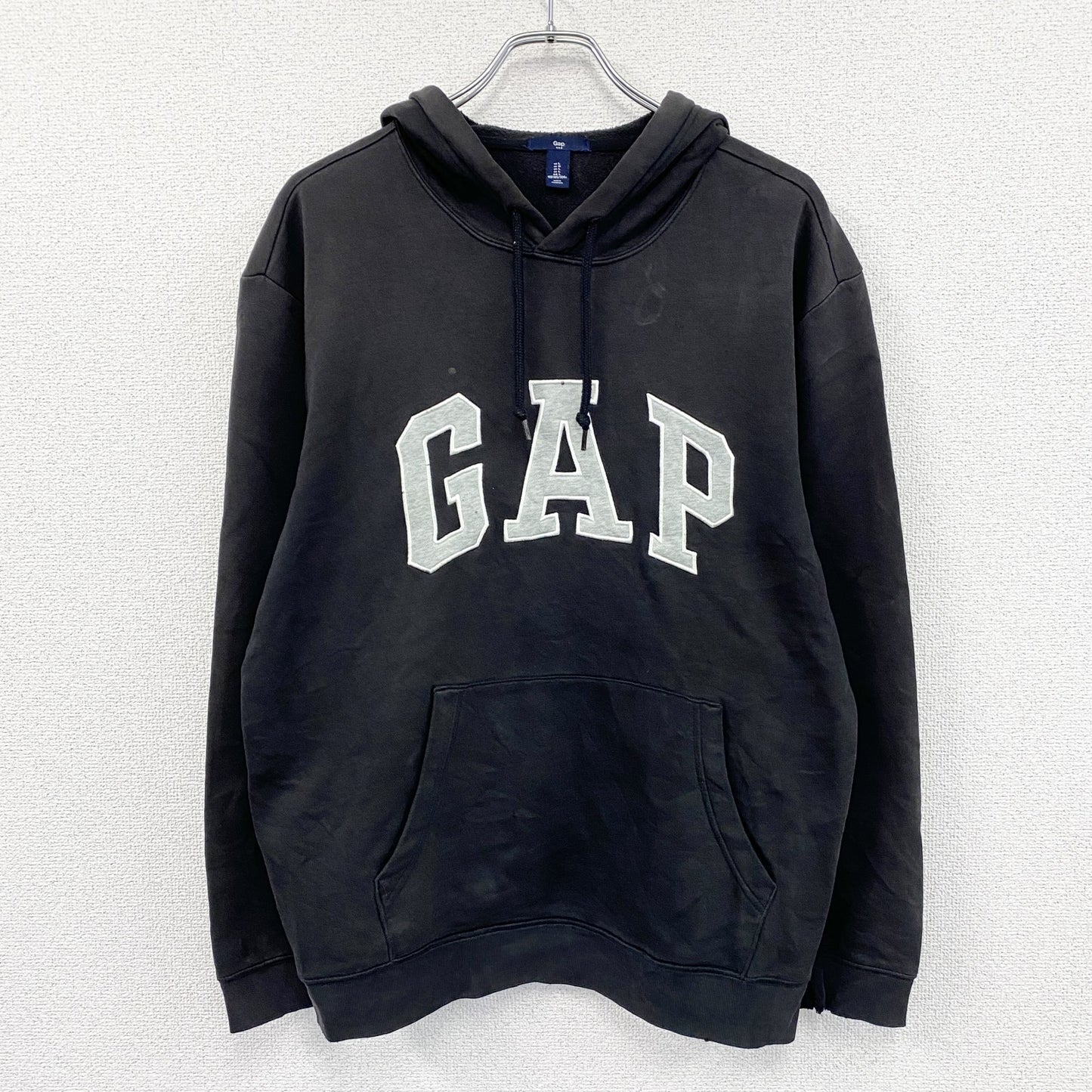GAP　ギャップ　スウェットパーカー/フーディー　デカロゴ　フェード　黒　ブラック　Lサイズ