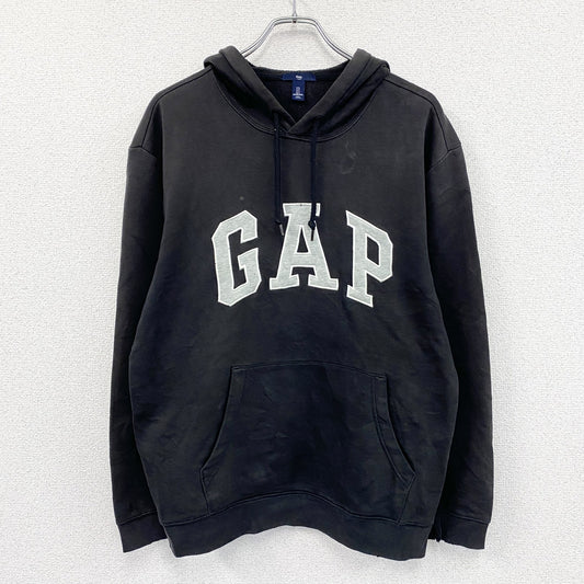 GAP　ギャップ　スウェットパーカー/フーディー　デカロゴ　フェード　黒　ブラック　Lサイズ