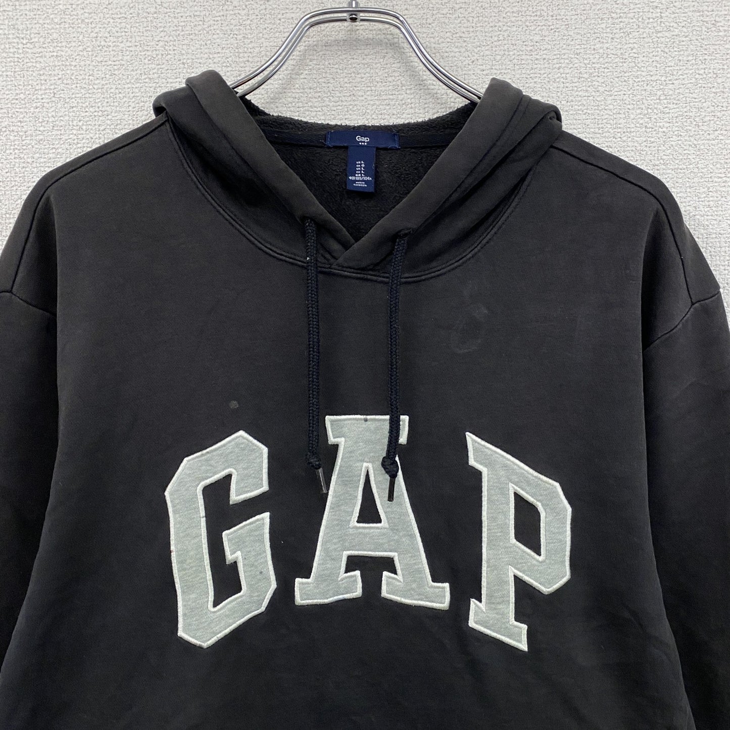 GAP　ギャップ　スウェットパーカー/フーディー　デカロゴ　フェード　黒　ブラック　Lサイズ