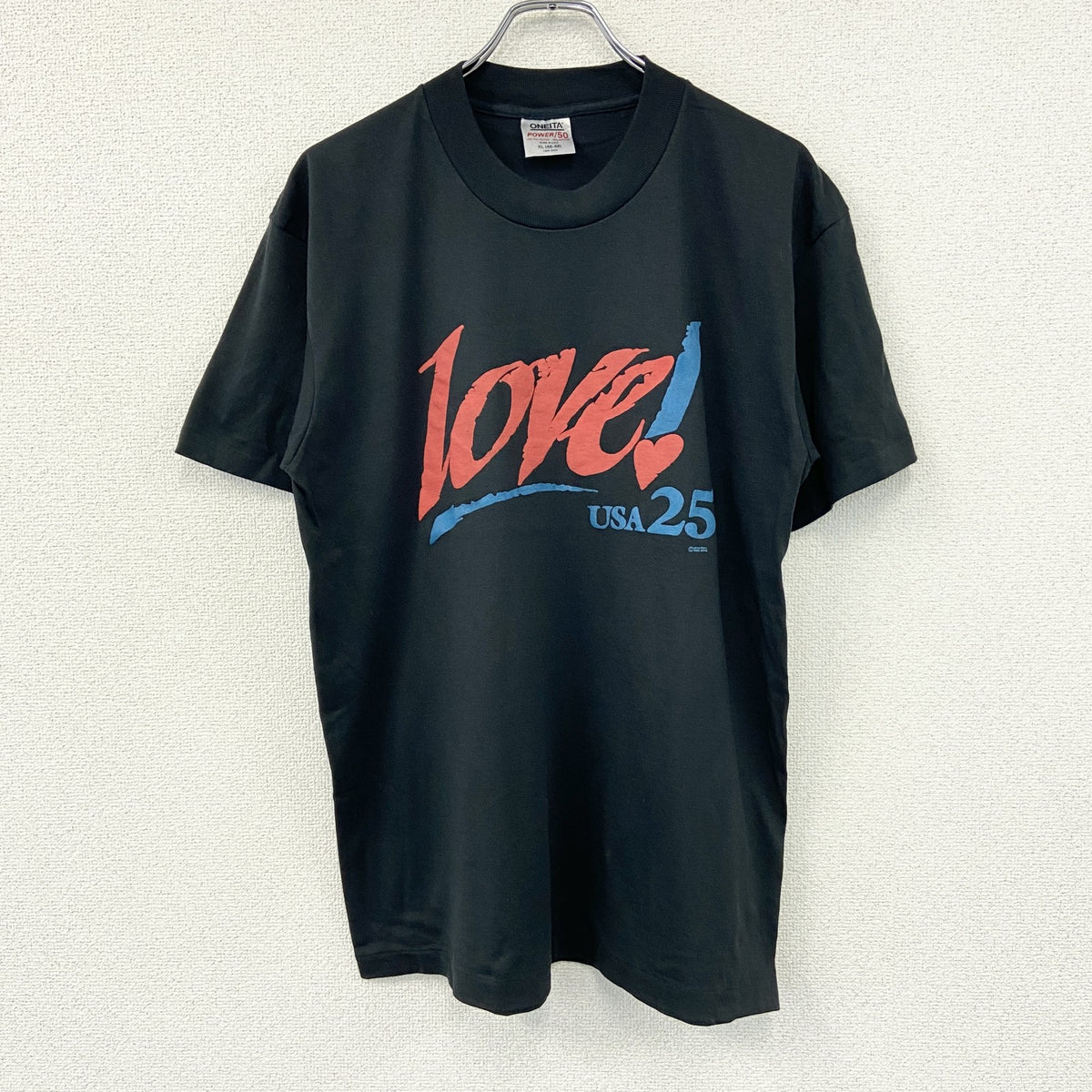 ONEITA　オニータ　半袖プリントTシャツ　シングルステッチ　ヴィンテージ　黒　ブラック　XLサイズ　古着