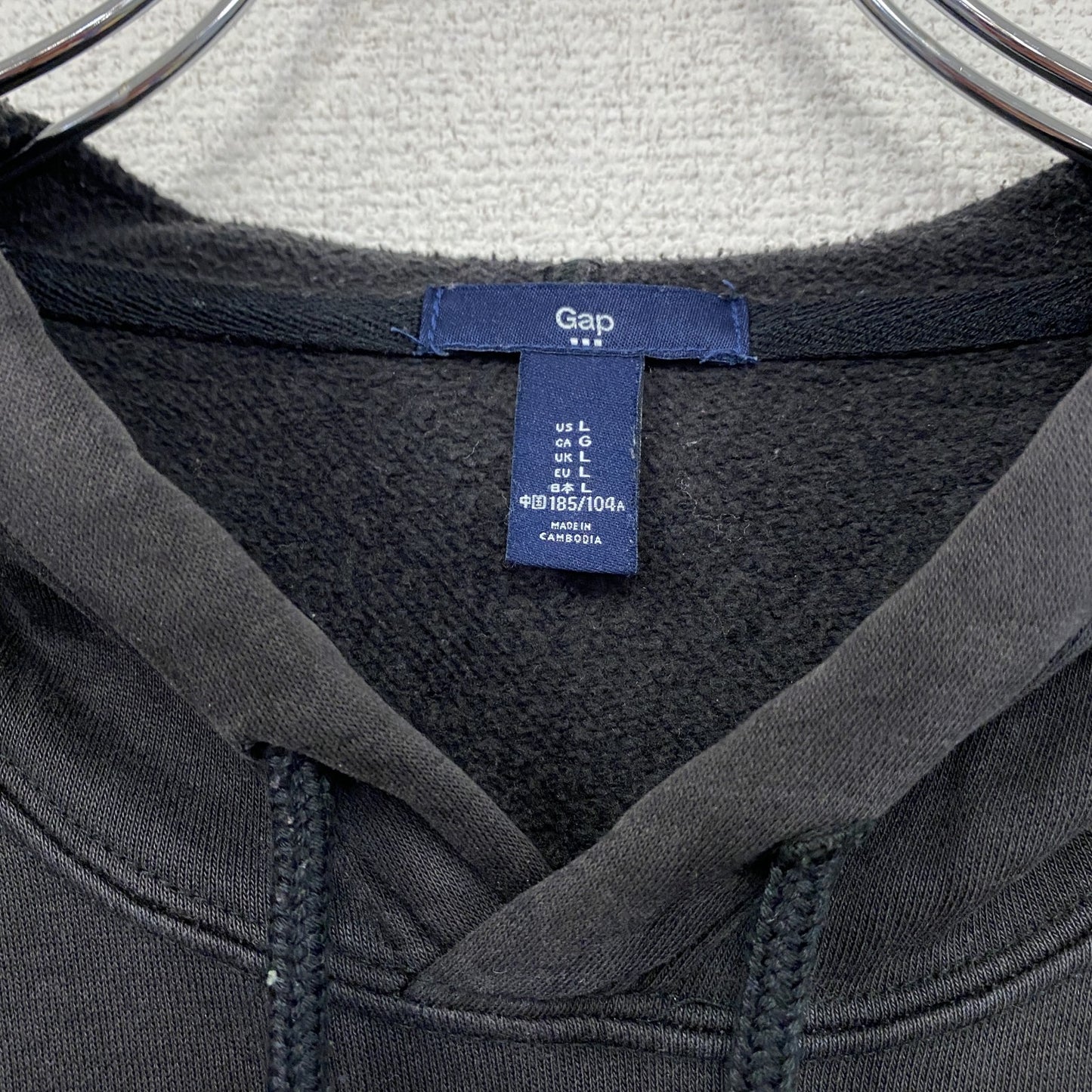 GAP　ギャップ　スウェットパーカー/フーディー　デカロゴ　フェード　黒　ブラック　Lサイズ