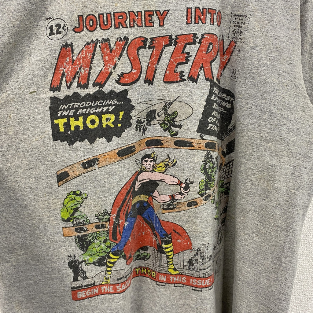 MARVEL COMICS　半袖プリントTシャツ　Journey into Mystery　DCコミックス　灰色　グレー　Mサイズ　古着