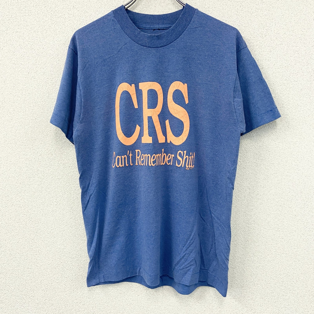 半袖プリントTシャツ　シングルステッチ　ヴィンテージ　青　ブルー カットソー メンズ コットン 古着