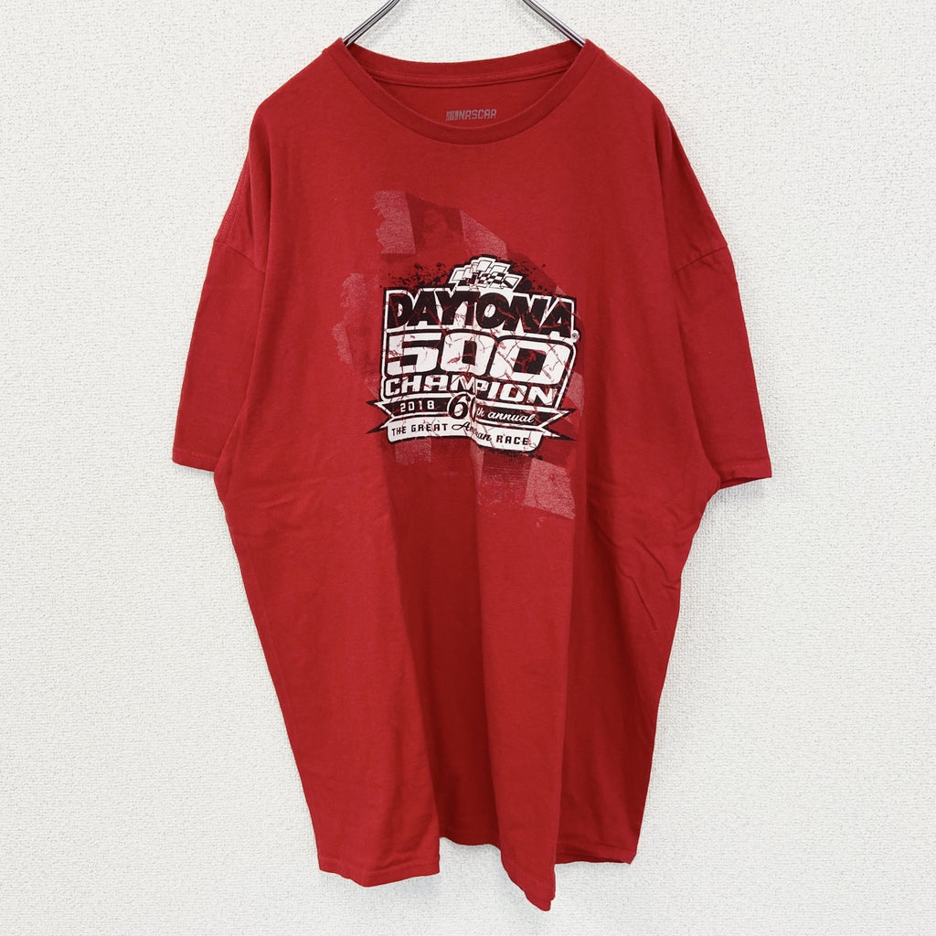 NASCAR ナスカ　半袖ビッグプリントTシャツ　クルーネック　レーシングカー　チャンピオンズ　赤　レッド　2XLサイズ　古着