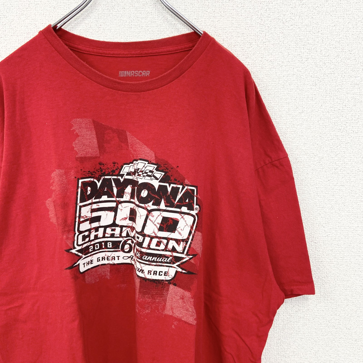 NASCAR ナスカ　半袖ビッグプリントTシャツ　クルーネック　レーシングカー　チャンピオンズ　赤　レッド　2XLサイズ　古着