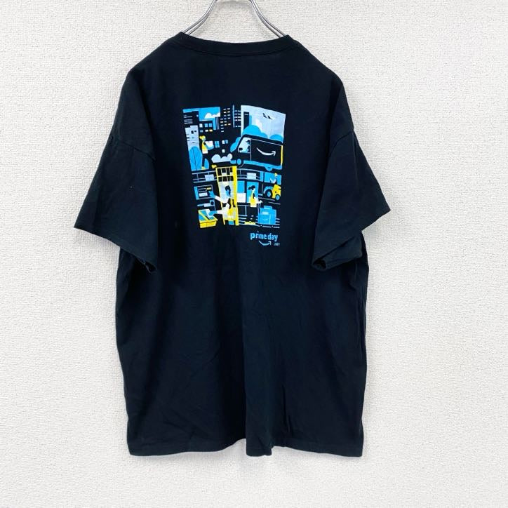 GILDAN　ギルダン　amazon　アマゾン　半袖プリントTシャツ　企業ロゴ　黒　ブラック　XLサイズ　古着