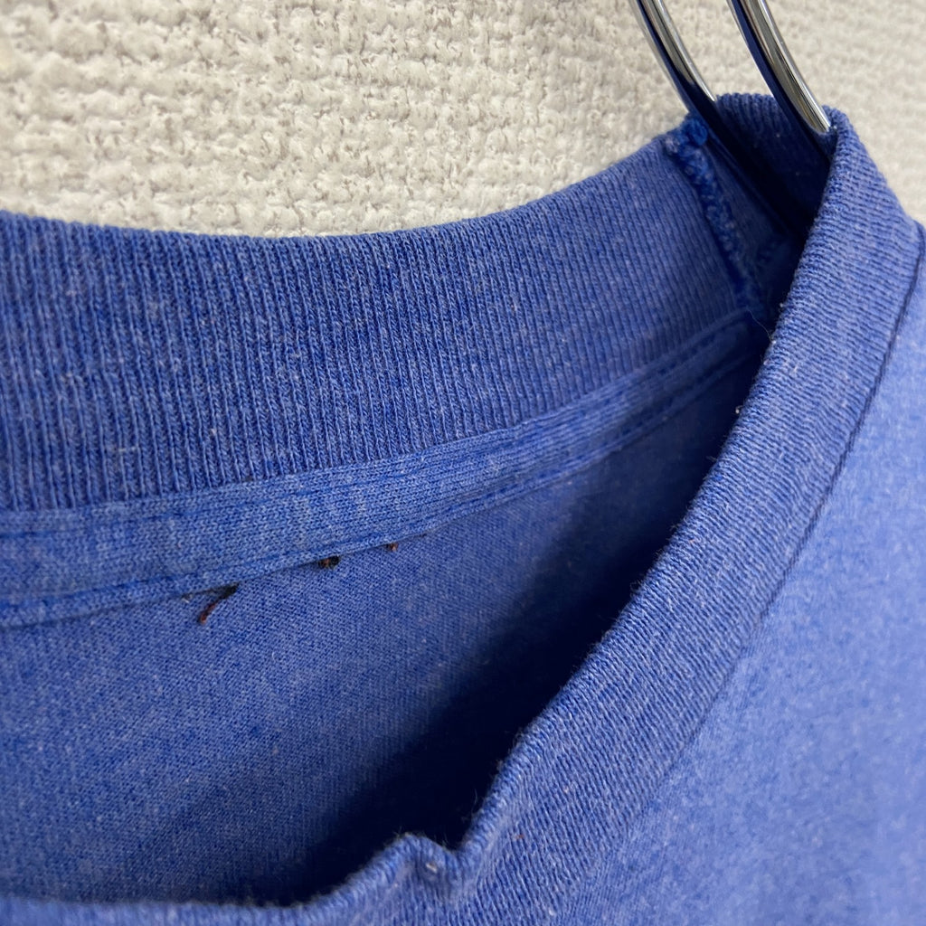 半袖プリントTシャツ　シングルステッチ　ヴィンテージ　青　ブルー カットソー メンズ コットン 古着