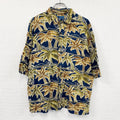 ～90s　Blueprint　ブループリント　半袖シャツ　アロハシャツ　ヤシの木　総柄　紺　ネイビー　Lサイズ　　ヴィンテージ　古着