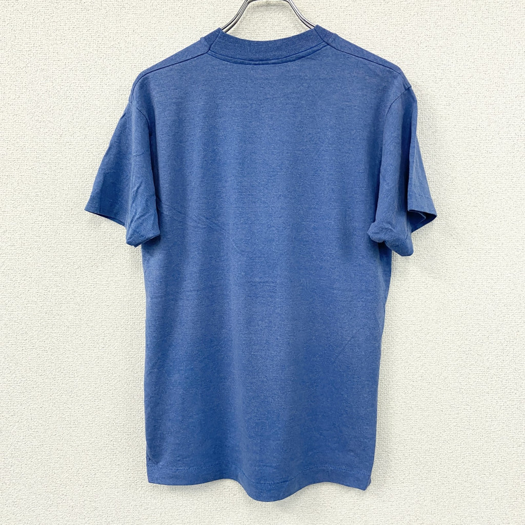 半袖プリントTシャツ　シングルステッチ　ヴィンテージ　青　ブルー カットソー メンズ コットン 古着
