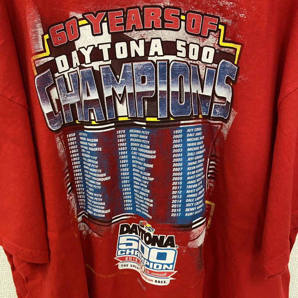 NASCAR ナスカ　半袖ビッグプリントTシャツ　クルーネック　レーシングカー　チャンピオンズ　赤　レッド　2XLサイズ　古着