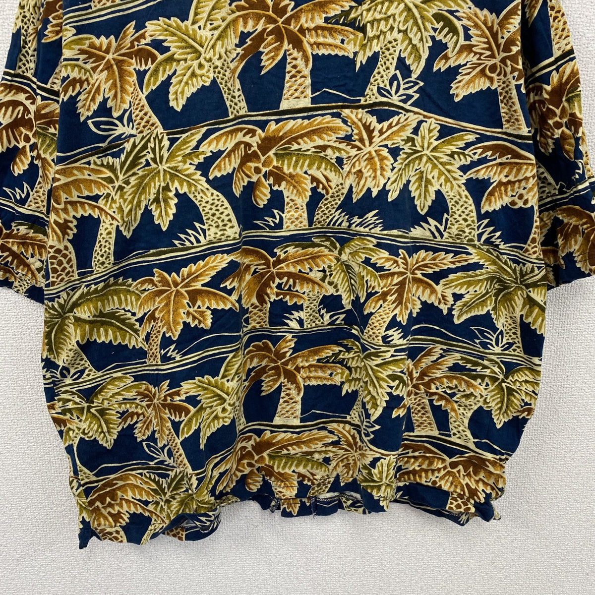 ～90s　Blueprint　ブループリント　半袖シャツ　アロハシャツ　ヤシの木　総柄　紺　ネイビー　Lサイズ　　ヴィンテージ　古着