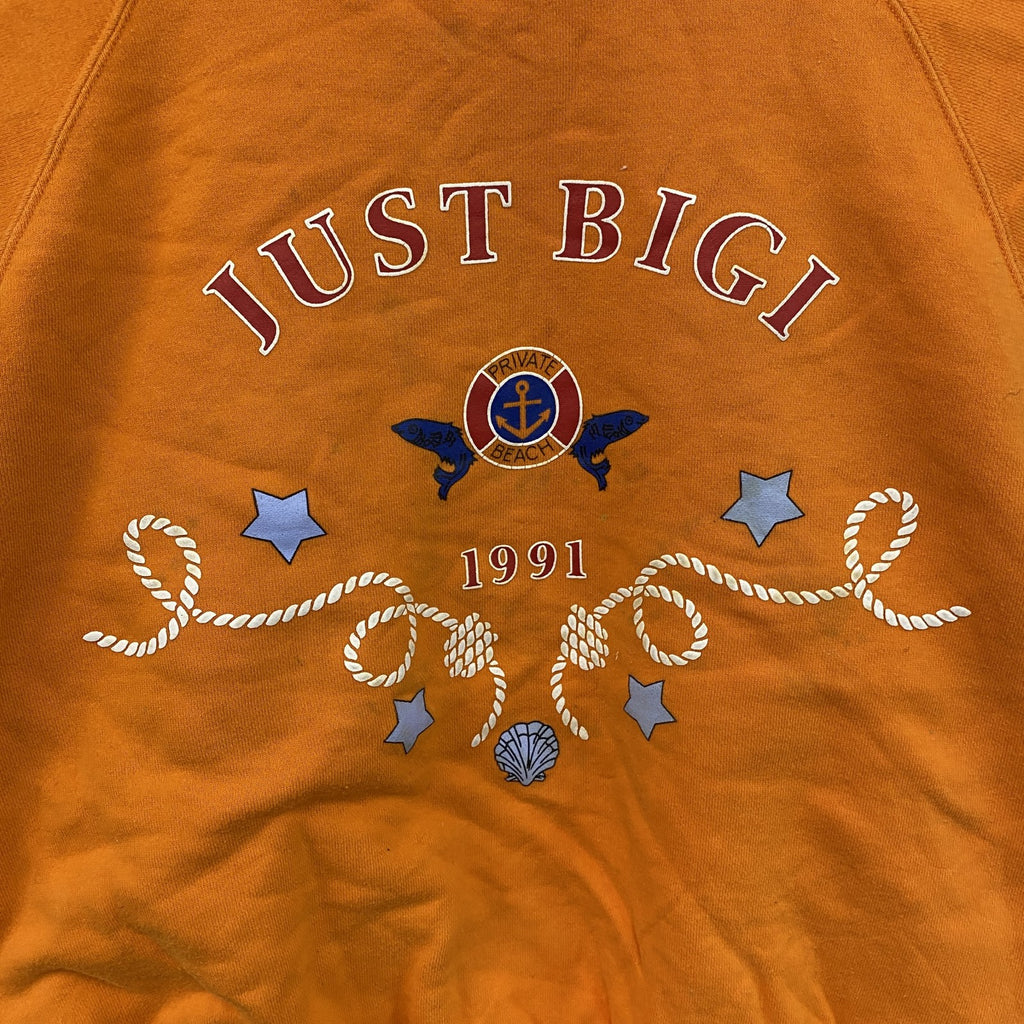 90s～　BIGI　ビギ　スウェット/トレーナー　ラグランスリーブ　ヴィンテージ　オレンジ　　古着