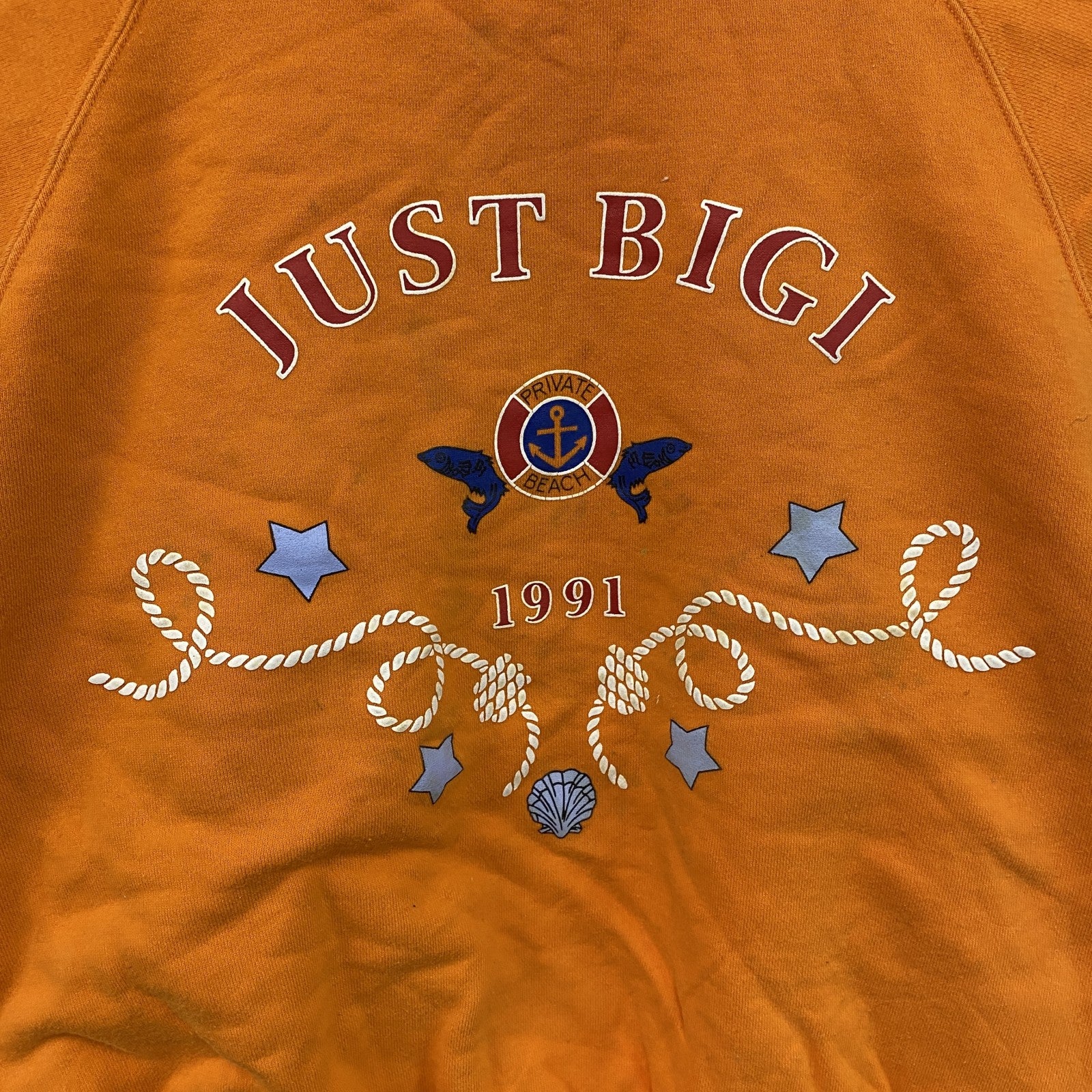 90s～　BIGI　ビギ　スウェット/トレーナー　ラグランスリーブ　ヴィンテージ　オレンジ　　古着
