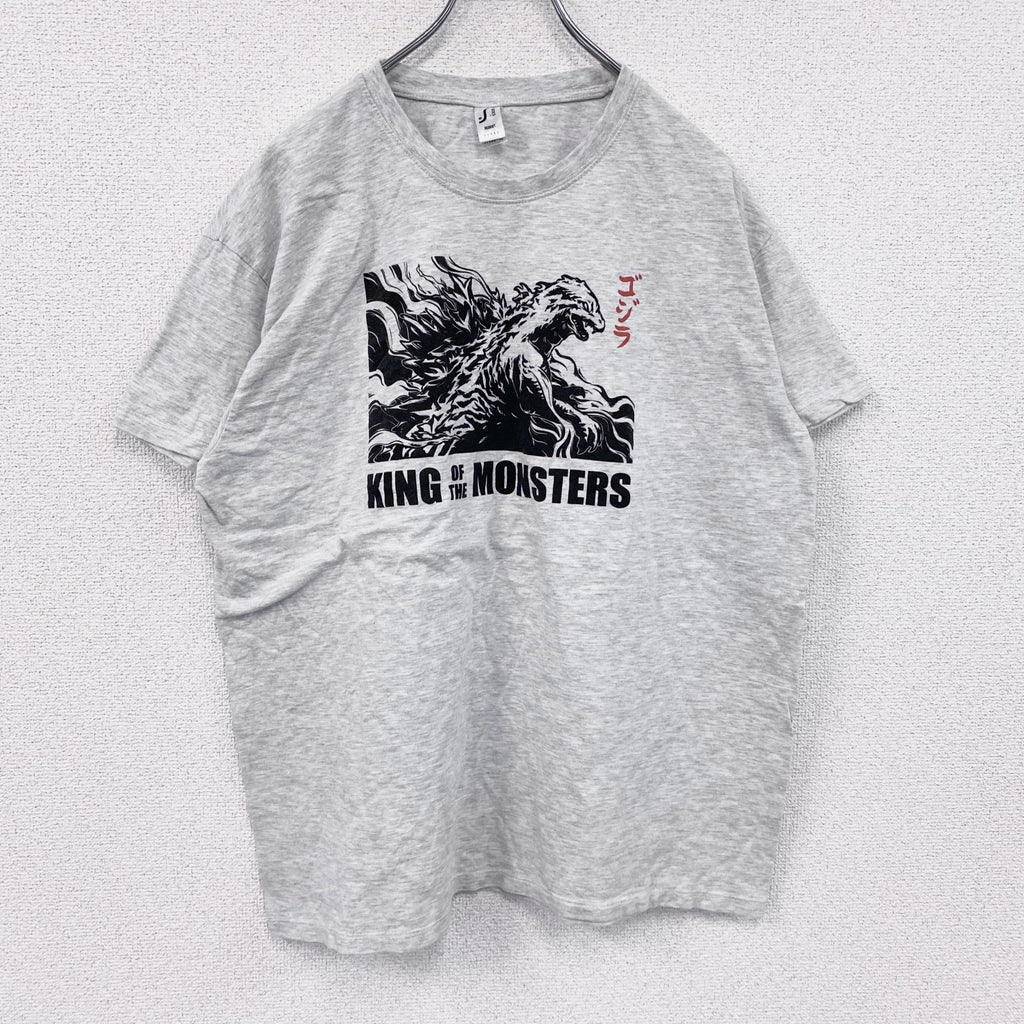 SOL’S　ゴジラ　半袖プリントTシャツ　灰色　グレー　XLサイズ　古着