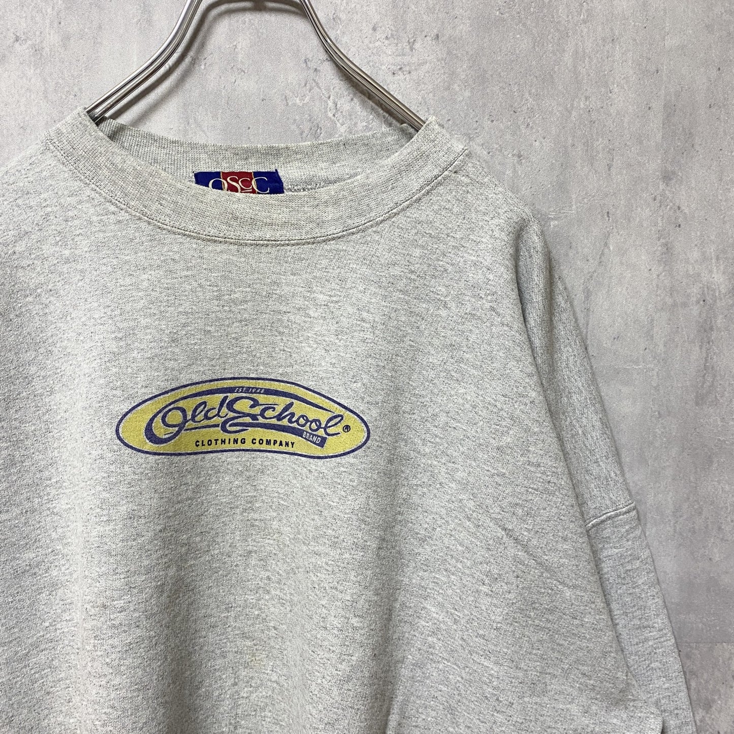 古着 used　OSCC　OLD SCHOOL CLOTHING COMPANY　長袖ロゴスウェット　トレーナー　グレー